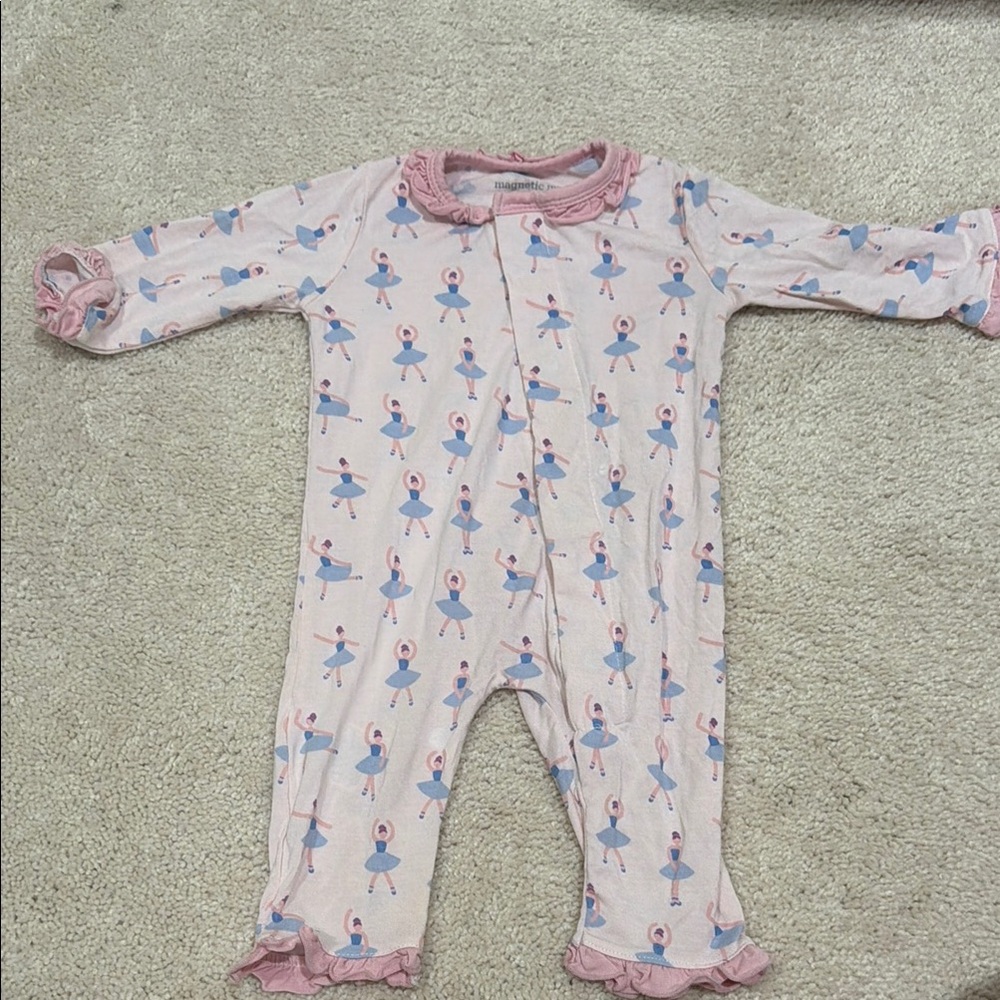 Pink Ballerina Print Kids One Piece